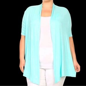 Lane‎ Bryant Aqua Relax Wide Overpiece Open Front Cardigan  Pockets 22 / 24 #116